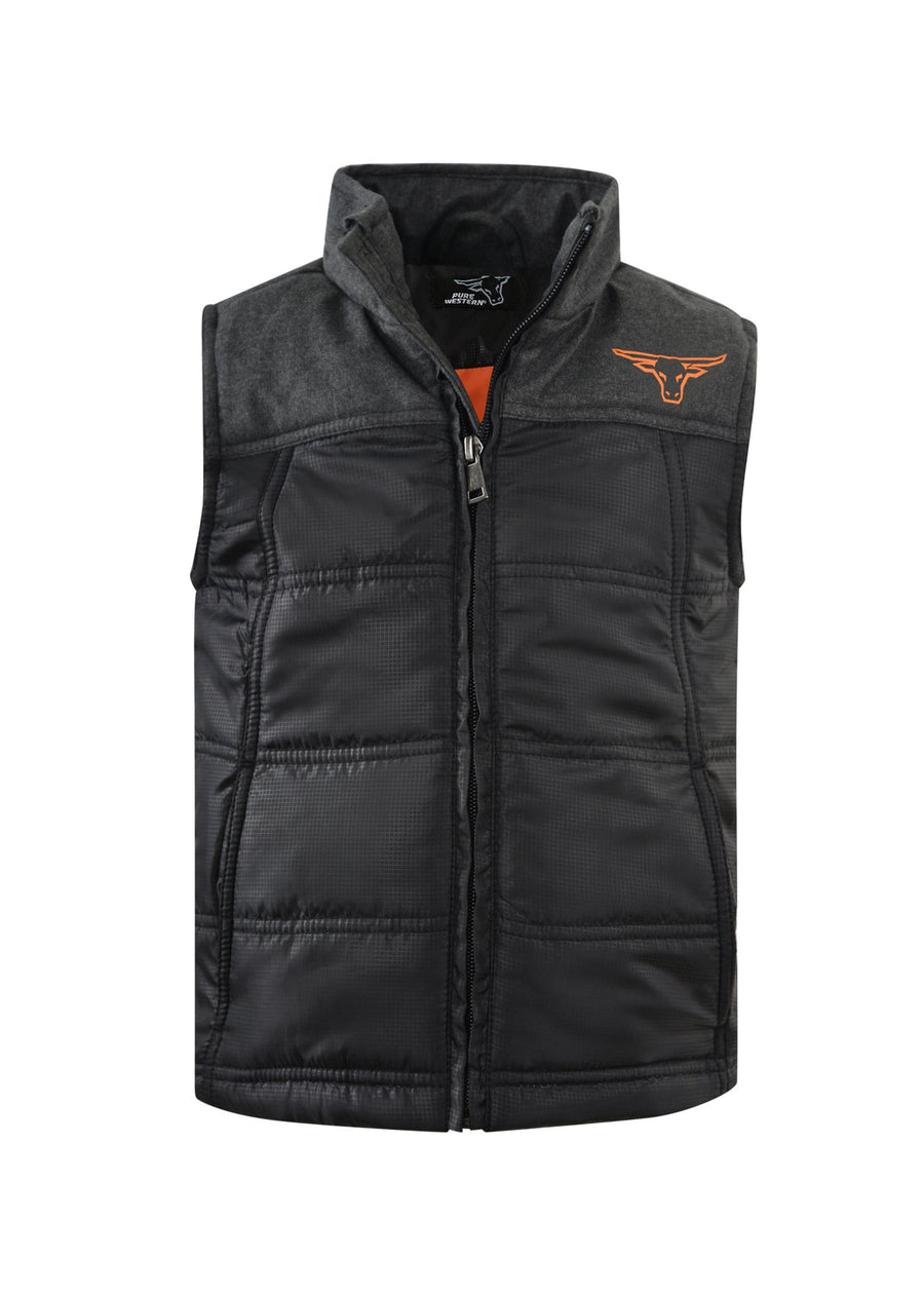 Pure Western Kids Jumpers, Jackets & Vests 8 Pure Western Boys Usher Puffer Vest Charcoal Black (P1W3603404)