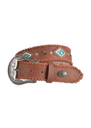 Pure Western Womens Belts XS Pure Western Belt Womens Cassie Brown/Turquoise (P2S2958BLT)