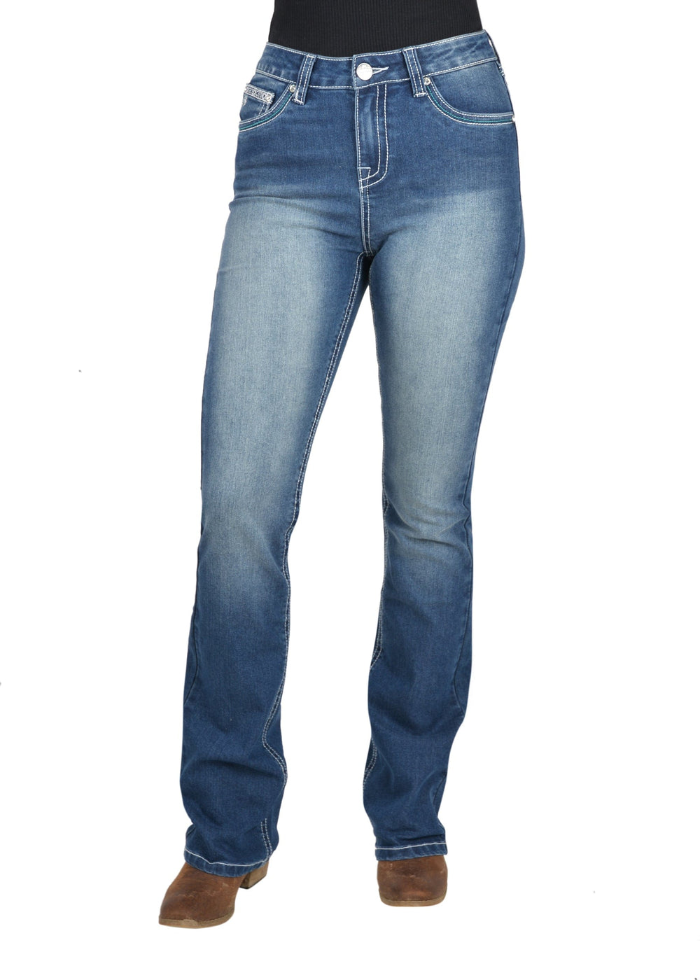 Pure Western Womens Jeans Pure Western Jeans Womens Abbi High Waisted True Blue (PCP2213653)