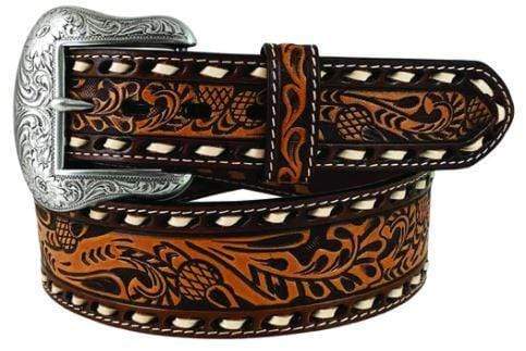 Roper Belts 32 Roper Mens Genuine Leather Belt Natural/Brown Tooled (8625500)