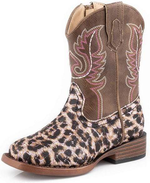 Roper Kids Boots & Shoes CH 1 / Pink Glitter/Brown Roper Glitter Leopard Kids Western Boots 09-017-1901-2565