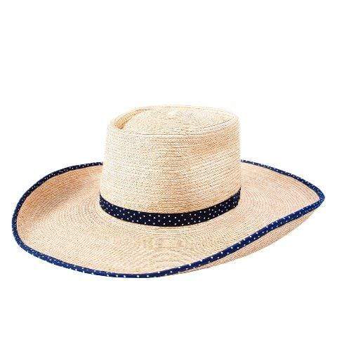 Sunbody Ava Hat with Navy Polka Dots