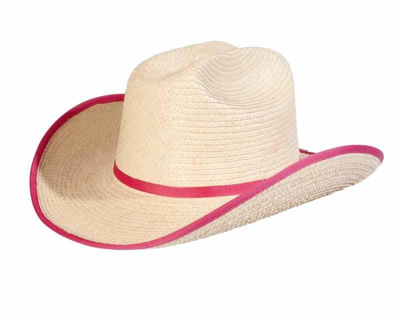 Sunbody Hats Hats ONE SIZE / Hot Pink Sunbody Kids Cattleman Palm Leaf Hat Bound Edge (HGKC-BE)