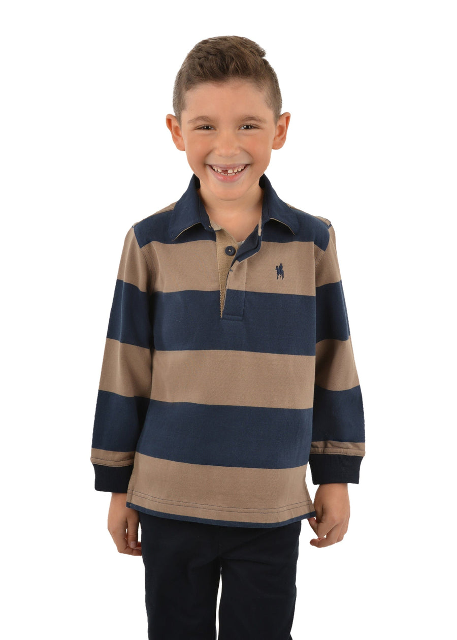 Thomas Cook Kids Jumpers, Jackets & Vests 4 / Navy/Tan Thomas Cook Rugby Boys Steve Stripe (T3W3502023)