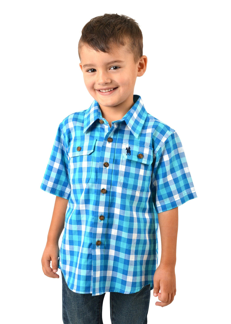 Thomas Cook Kids Shirts 2 / Blue/Aqua Thomas Cook Boys Parnell Check 2 PKT S/S (T2S3142033)