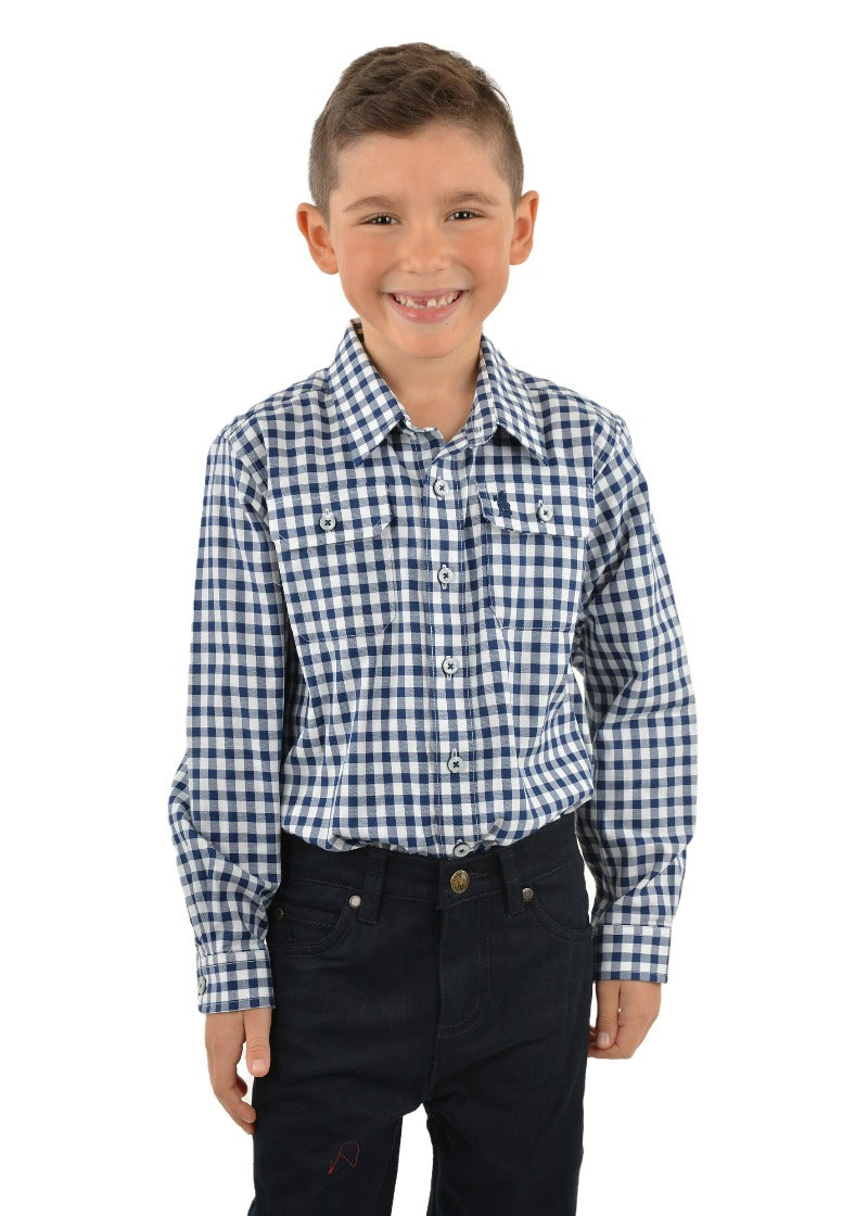 Thomas Cook Kids Shirts 4 / Navy/White Thomas Cook Shirt Kids Sweeney Check (T3W3140046)