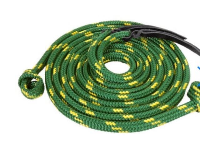 Toowoomba Saddlery Reins Green Gold TS PRO Series Rope Reins w/ Loop Ends