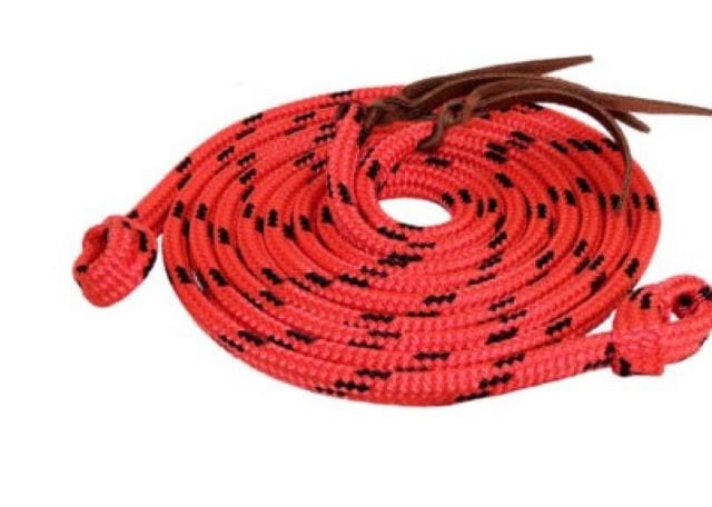 Toowoomba Saddlery Reins Red/Black TS PRO Series Rope Reins w/ Loop Ends