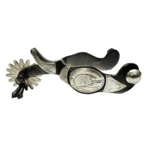 Top hand Spurs Black/Silver THS Mens Jingle Bob Show Spurs with 2 Rowels (08795)