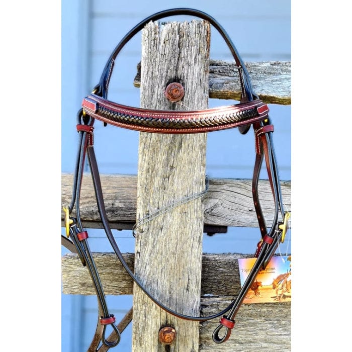 Top Rail Equine Bridles Full Top Rail Equine Bridle and Breastplate Set Thin Browband Plait (HS/BP-001-SET)