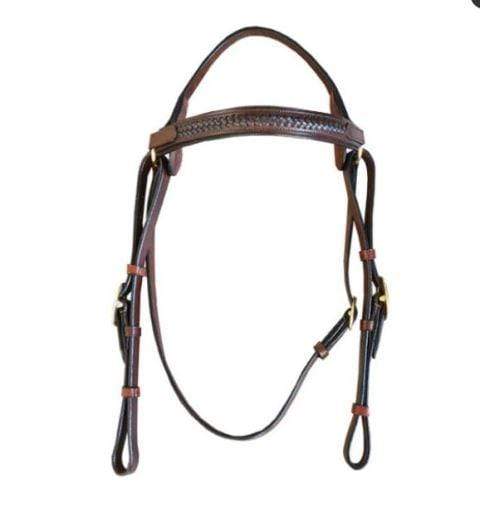 Top Rail Leather Bridle Thin Browband Golden Tan HS-001-GT - Gympie Saddleworld & Country Clothing