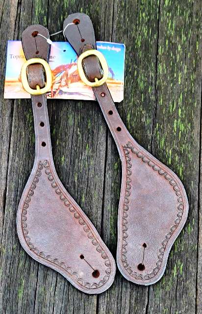 Top Rail Equine Spur Straps Toprail Spur Straps Mens Shaped with engraved border (SPS-AM305)