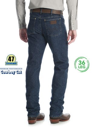 Wrangler Mens Jeans 29x36 / Midnight Rinse Wrangler Mens P.Perf Cowboy Cut Reg Fit 47MAVMR